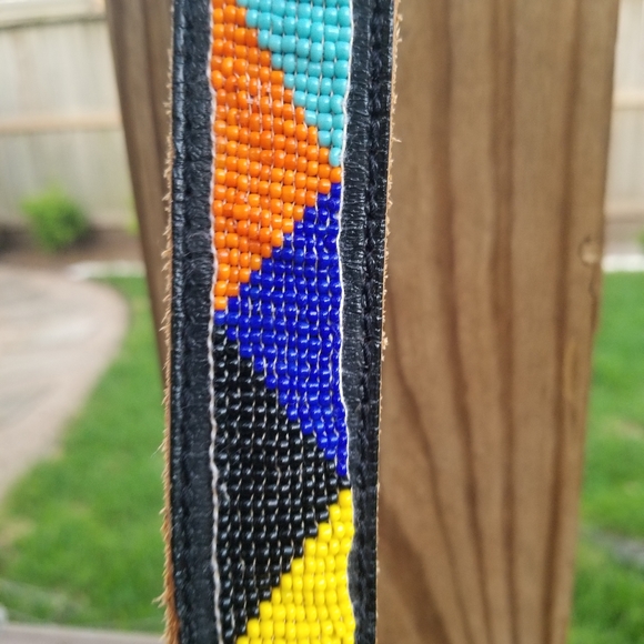 Vintage African beaded leather belt S - Picture 3 of 7